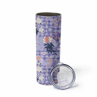 Purple Palaka Crane and Flowers Skinny Tumbler Japan Heritage Spirit - Polynesian Pride