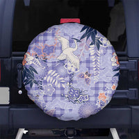 Purple Palaka Crane and Flowers Spare Tire Cover Japan Heritage Spirit - Polynesian Pride