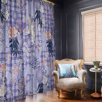 Purple Palaka Crane and Flowers Window Curtain Japan Heritage Spirit - Polynesian Pride
