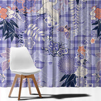 Purple Palaka Crane and Flowers Window Curtain Japan Heritage Spirit - Polynesian Pride