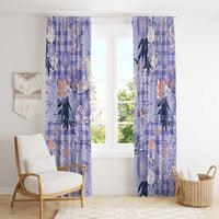 Purple Palaka Crane and Flowers Window Curtain Japan Heritage Spirit - Polynesian Pride