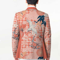 Red Palaka Crane and Flowers Blazer Japan Heritage Spirit - Polynesian Pride