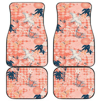 Red Palaka Crane and Flowers Car Mats Japan Heritage Spirit - Polynesian Pride