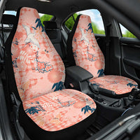 Red Palaka Crane and Flowers Car Seat Cover Japan Heritage Spirit LT9 One Size Red - Polynesian Pride
