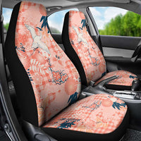 Red Palaka Crane and Flowers Car Seat Cover Japan Heritage Spirit LT9 - Polynesian Pride