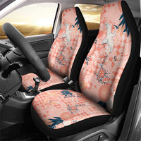 Red Palaka Crane and Flowers Car Seat Cover Japan Heritage Spirit LT9 - Polynesian Pride