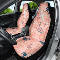 Red Palaka Crane and Flowers Car Seat Cover Japan Heritage Spirit LT9 - Polynesian Pride