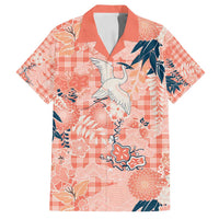 Red Palaka Crane and Flowers Family Matching Off Shoulder Maxi Dress and Hawaiian Shirt Japan Heritage Spirit - Polynesian Pride