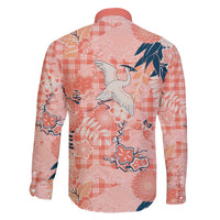 Red Palaka Crane and Flowers Family Matching Off Shoulder Maxi Dress and Hawaiian Shirt Japan Heritage Spirit - Polynesian Pride