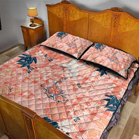 Red Palaka Crane and Flowers Quilt Bed Set Japan Heritage Spirit - Polynesian Pride