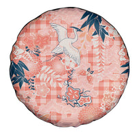 Red Palaka Crane and Flowers Spare Tire Cover Japan Heritage Spirit - Polynesian Pride