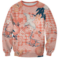 Red Palaka Crane and Flowers Sweatshirt Japan Heritage Spirit - Polynesian Pride