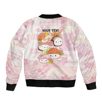 Personalized Japanese Kawaii Sushi Bomber Jacket Pink Wagara Palaka This Is How I Roll LT9 - Polynesian Pride
