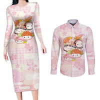Personalized Japanese Kawaii Sushi Couples Matching Long Sleeve Bodycon Dress and Long Sleeve Button Shirt Pink Wagara Palaka This Is How I Roll LT9 Pink - Polynesian Pride