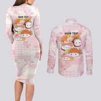 Personalized Japanese Kawaii Sushi Couples Matching Long Sleeve Bodycon Dress and Long Sleeve Button Shirt Pink Wagara Palaka This Is How I Roll LT9 - Polynesian Pride