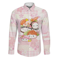 Personalized Japanese Kawaii Sushi Family Matching Off The Shoulder Long Sleeve Dress and Hawaiian Shirt Pink Wagara Palaka This Is How I Roll