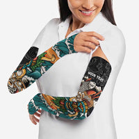 Personalized Japanese Koi Fish Ramen Arm Sleeves Tiki Surfing Wagara Hibiscus Pattern