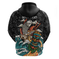 Personalized Japanese Koi Fish Ramen Hoodie Tiki Surfing Wagara Hibiscus Pattern LT9 - Polynesian Pride
