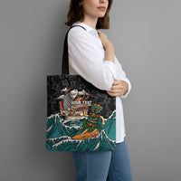 Personalized Japanese Koi Fish Ramen Tote Bag Tiki Surfing Wagara Hibiscus Pattern LT9 - Polynesian Pride