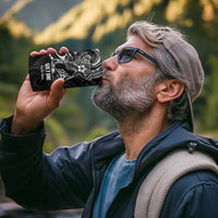 Black Guam Latte Stone Tribal Tattoo 4 in 1 Can Cooler Tumbler Hafa Adai Six 7 One