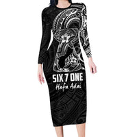Black Guam Latte Stone Tribal Tattoo Family Matching Long Sleeve Bodycon Dress and Hawaiian Shirt Hafa Adai Six 7 One