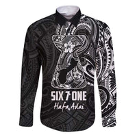 Black Guam Latte Stone Tribal Tattoo Family Matching Off Shoulder Maxi Dress and Hawaiian Shirt Hafa Adai Six 7 One