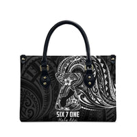 Black Guam Latte Stone Tribal Tattoo Leather Bag Hafa Adai Six 7 One LT9 - Polynesian Pride