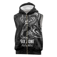 Black Guam Latte Stone Tribal Tattoo Sleeveless Zip Hoodie Hafa Adai Six 7 One LT9 Black - Polynesian Pride