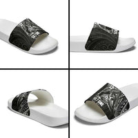 Black Guam Latte Stone Tribal Tattoo Slide Sandals Hafa Adai Six 7 One - Polynesian Pride