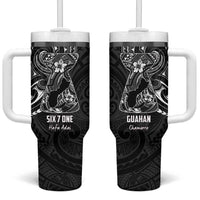 Black Guam Latte Stone Tribal Tattoo Tumbler With Handle Hafa Adai Six 7 One
