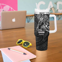 Black Guam Latte Stone Tribal Tattoo Tumbler With Handle Hafa Adai Six 7 One