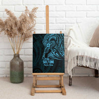 Blue Guam Latte Stone Tribal Tattoo Canvas Wall Art Hafa Adai Six 7 One