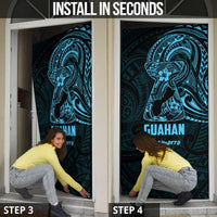 Blue Guam Latte Stone Tribal Tattoo Door Cover Hafa Adai Six 7 One - Polynesian Pride