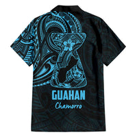 Blue Guam Latte Stone Tribal Tattoo Hawaiian Shirt Hafa Adai Six 7 One