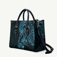 Blue Guam Latte Stone Tribal Tattoo Leather Bag Hafa Adai Six 7 One LT9 Blue - Polynesian Pride