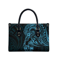 Blue Guam Latte Stone Tribal Tattoo Leather Bag Hafa Adai Six 7 One LT9 - Polynesian Pride