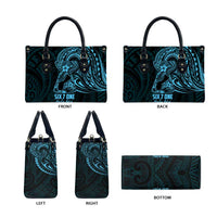 Blue Guam Latte Stone Tribal Tattoo Leather Bag Hafa Adai Six 7 One LT9 - Polynesian Pride