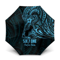 Blue Guam Latte Stone Tribal Tattoo Umbrella Hafa Adai Six 7 One LT9 One Size Folded 11.42 inch Opened Diameter 37.4 inch Blue - Polynesian Pride