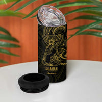 Gold Guam Latte Stone Tribal Tattoo 4 in 1 Can Cooler Tumbler Hafa Adai Six 7 One