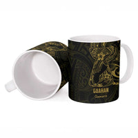 Gold Guam Latte Stone Tribal Tattoo Ceramic Mug Hafa Adai Six 7 One - Polynesian Pride