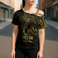 Gold Guam Latte Stone Tribal Tattoo Cross Shoulder Shirt Hafa Adai Six 7 One - Polynesian Pride