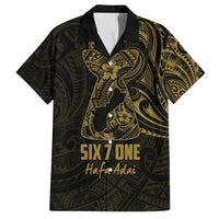 Gold Guam Latte Stone Tribal Tattoo Family Matching Off Shoulder Short Dress and Hawaiian Shirt Hafa Adai Six 7 One