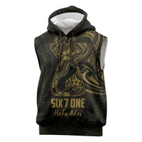 Gold Guam Latte Stone Tribal Tattoo Sleeveless Hoodie Hafa Adai Six 7 One - Polynesian Pride