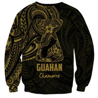 Gold Guam Latte Stone Tribal Tattoo Sweatshirt Hafa Adai Six 7 One