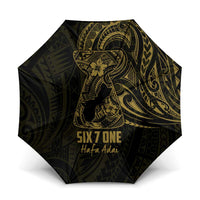 Gold Guam Latte Stone Tribal Tattoo Umbrella Hafa Adai Six 7 One LT9 One Size Folded 11.42 inch Opened Diameter 37.4 inch Gold - Polynesian Pride