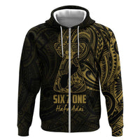 Gold Guam Latte Stone Tribal Tattoo Zip Hoodie Hafa Adai Six 7 One