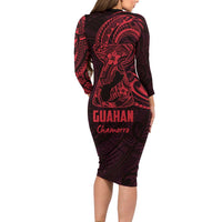 Oxblood Guam Latte Stone Tribal Tattoo Family Matching Long Sleeve Bodycon Dress and Hawaiian Shirt Hafa Adai Six 7 One