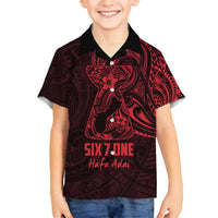 Oxblood Guam Latte Stone Tribal Tattoo Family Matching Puletasi and Hawaiian Shirt Hafa Adai Six 7 One