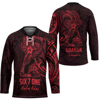 Oxblood Guam Latte Stone Tribal Tattoo Hockey Jersey Hafa Adai Six 7 One LT9 - Polynesian Pride