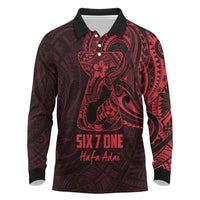 Oxblood Guam Latte Stone Tribal Tattoo Long Sleeve Polo Shirt Hafa Adai Six 7 One